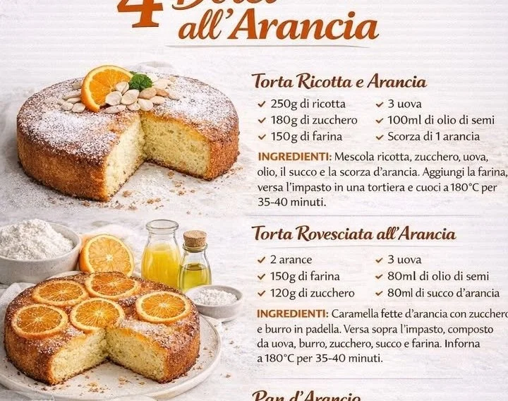 Deliziose fette di orange cakes profumati con arancia fresca.