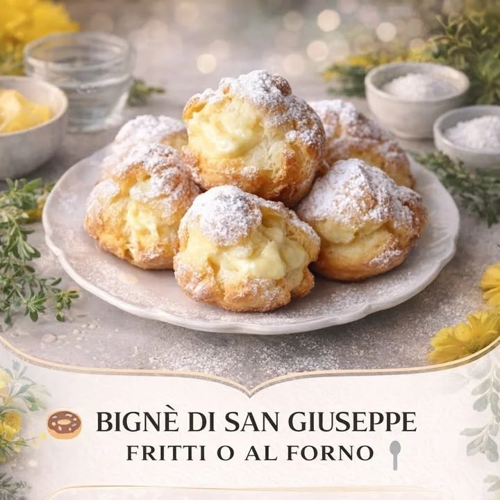 Bignè di San Giuseppe dolci tradizionali italiani con crema