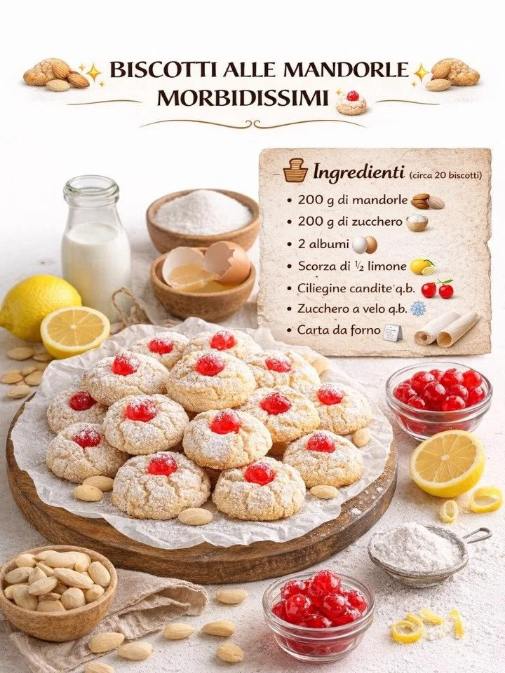 Biscotti alle Mandorle Morbidissimi appena sfornati su un piatto