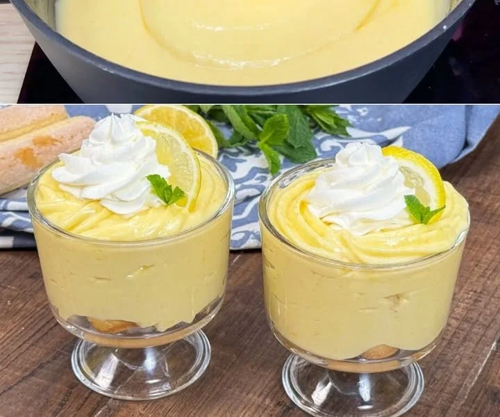 Ciotola di crema al limone pronta da servire