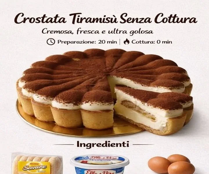 Crostata tiramisù senza cottura con crema al mascarpone e caffè
