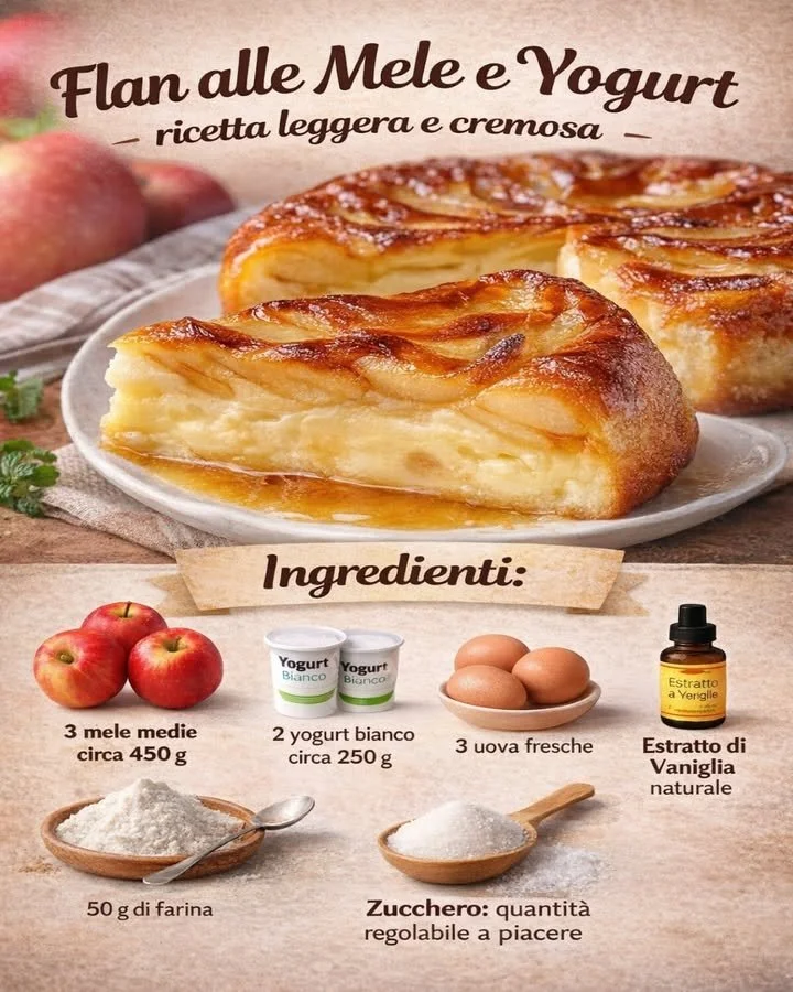 Flan alle mele e yogurt