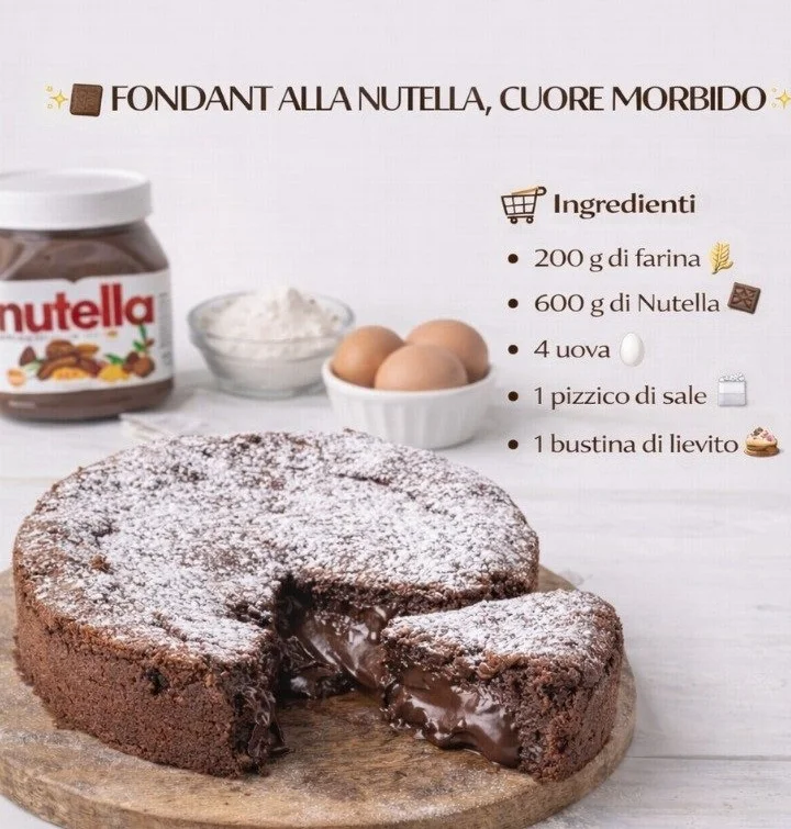 Fondant alla Nutella con cuore morbido, dessert goloso e cioccolatoso
