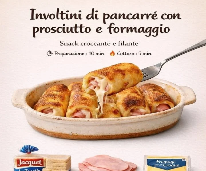 Involtini di pancarré con prosciutto e formaggio