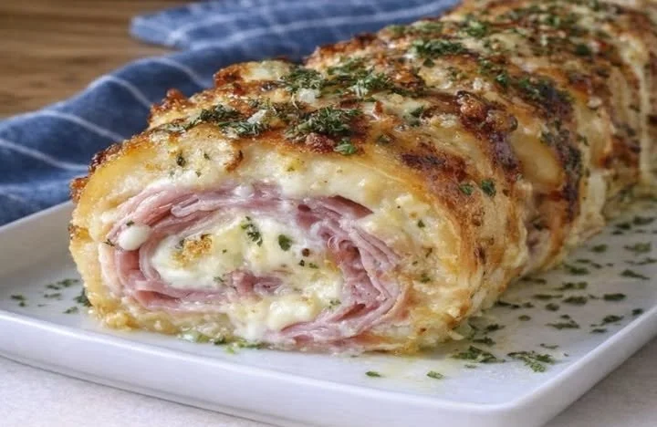 Rotolo Salato al Prosciutto e Formaggio Fresco pronto da servire