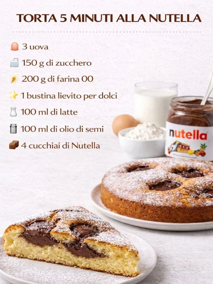 Torta Nutella pronta in 5 minuti, dolce facile e veloce da preparare