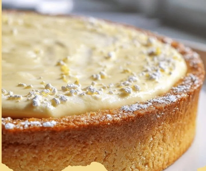 Torta al limone con crema al mascarpone su un piatto bianco