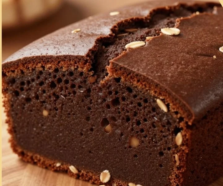 Torta di avena e cacao con banane mature su un piatto