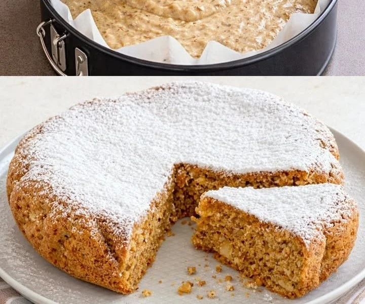 Torta di Mandorle con decorazioni di mandorle e zucchero a velo