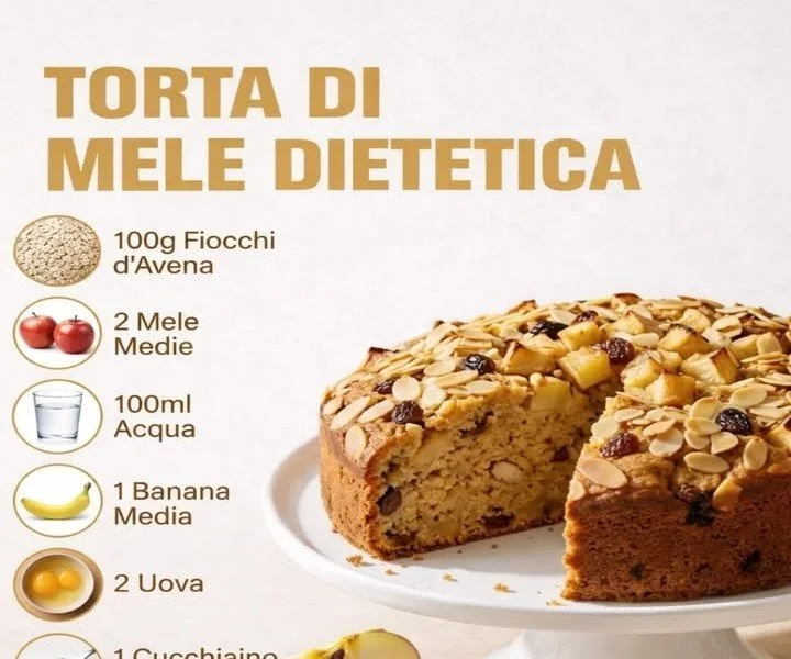 Torta di Mele Dietetica, dolce sano e leggero con mele fresche