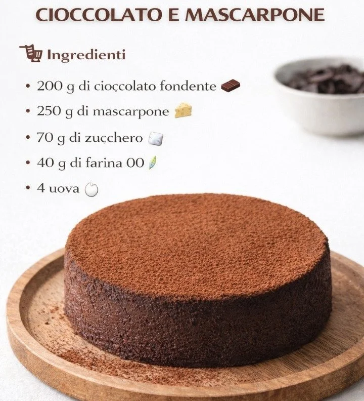 Torta Fondente al Cioccolato e Mascarpone con decorazione al cioccolato