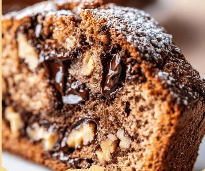 Torta soffice di noci e cioccolato fondente pronta per essere gustata
