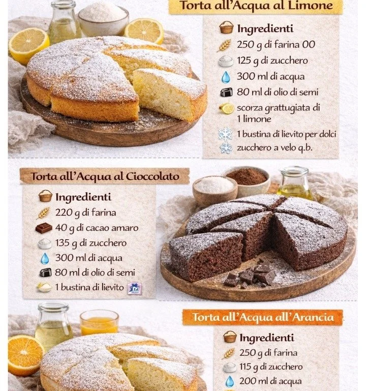 Torte all'acqua soffici e leggere pronte per essere servite