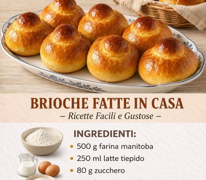 Brioche fatte in casa appena sfornate su un tavolo di legno