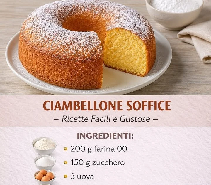 Ciambellone soffice appena sfornato su un piatto decorativo