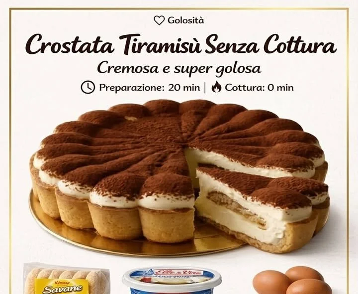 Crostata tiramisù senza cottura con crema al mascarpone e cacao