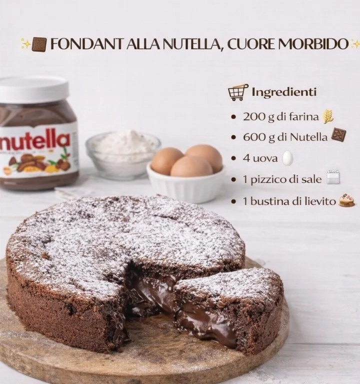 Fondant alla Nutella con cuore morbido servito su un piatto elegante