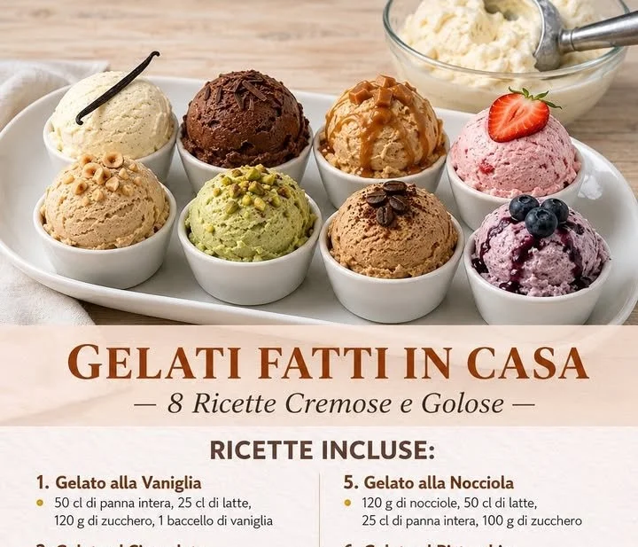 Gelati fatti in casa di diversi sapori cremosi e freschi