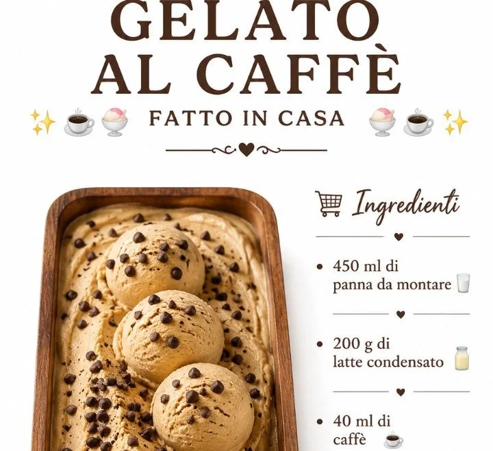 Gelato al caffè fatto in casa, cremoso e delizioso, servito in una coppa