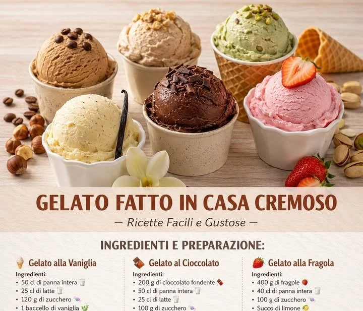Gelato fatto in casa con ingredienti freschi e cremosi