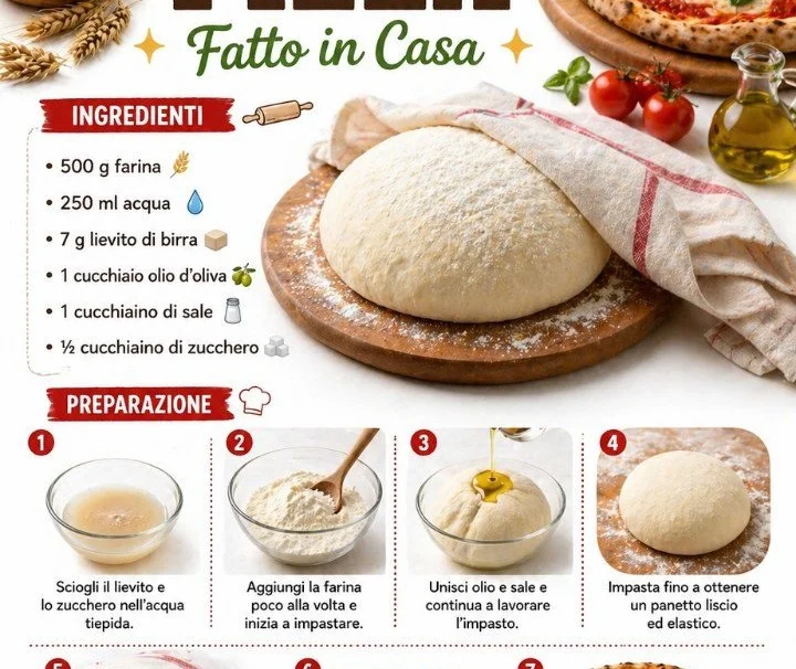 Preparazione dell'impasto per pizza fatto in casa