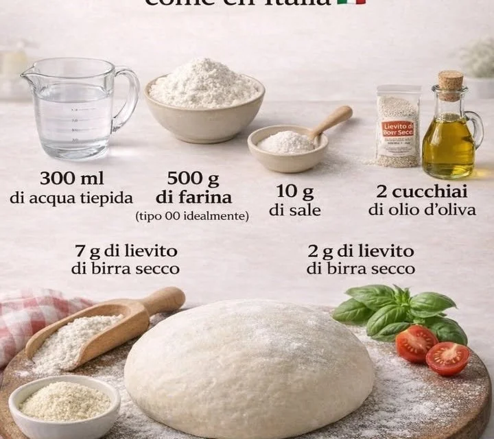 Vera pasta per pizza italiana pronta per essere stesa e farcita.