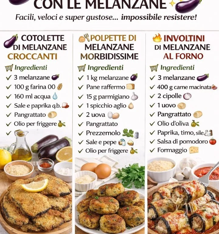 Tre piatti deliziosi a base di melanzane