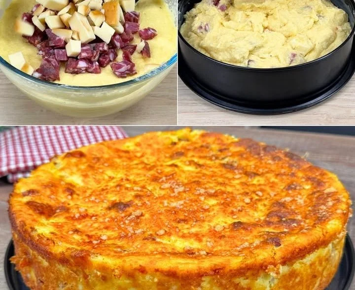 Piatto di Migliaccio Salato servito con contorni freschi