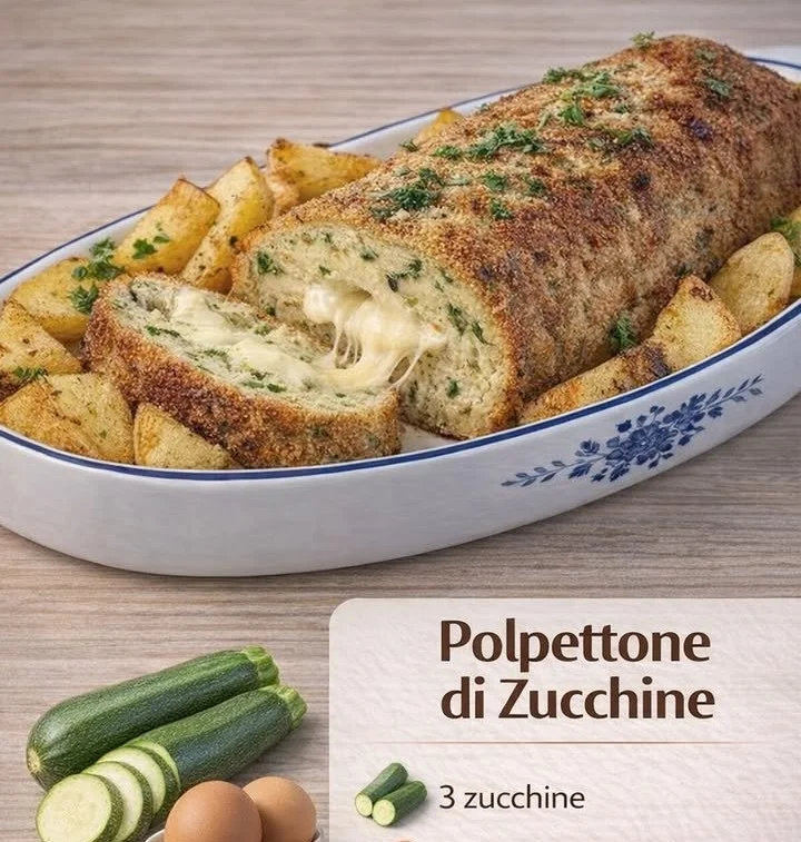 Polpettone di Zucchine servito con contorni freschi