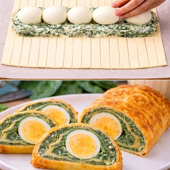 Rotolo Torta Pasqualina con spinaci e ricotta
