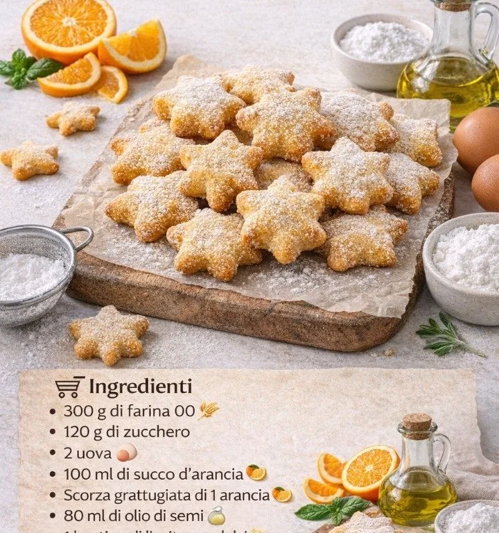 Bellissimo piatto di stelline all’arancia, dolce aromatico e goloso.