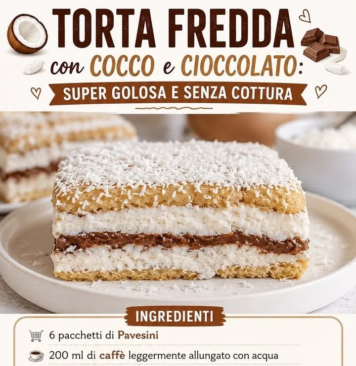 Torta fredda al cocco e cioccolato - dessert estivo