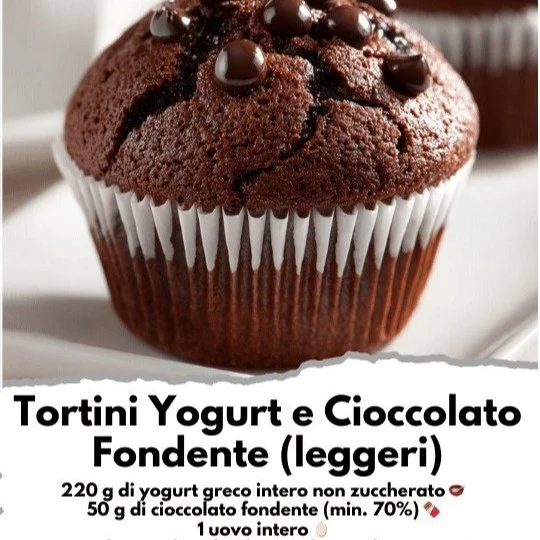 Tortini Yogurt con Cioccolato Fondente, dessert leggero e sano