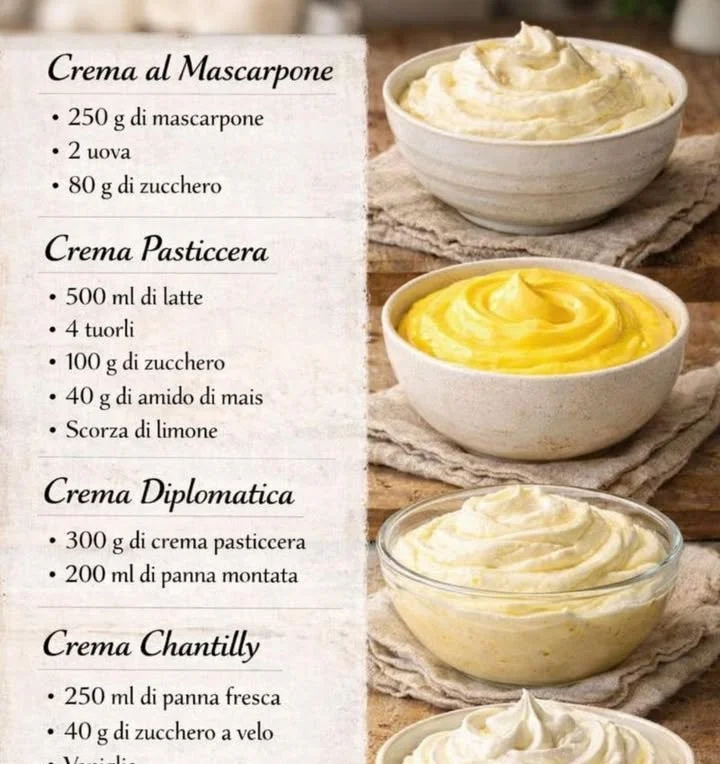 Ricette di 5 creme classiche fatte in casa per deliziosi dessert.