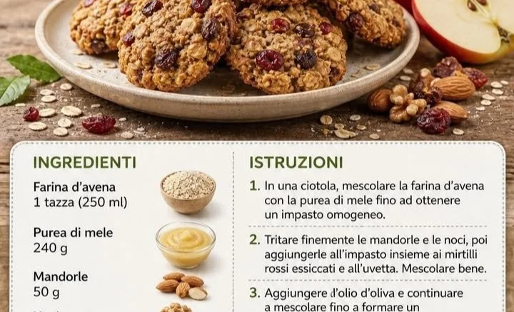 Biscotti alle mele senza zucchero, un dolce leggero e sano.