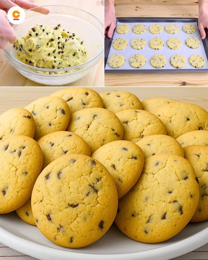 Biscotti con gocce di cioccolato freschi e croccanti su un piatto.