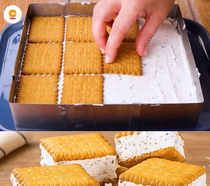 Biscotti gelato cremoso con pezzi di biscotti croccanti