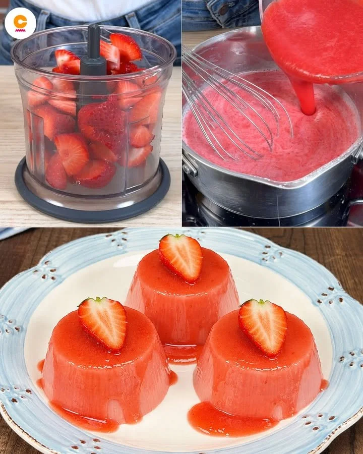 Budino di Fragole delizioso e cremoso servito in un bicchiere