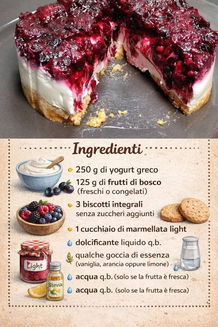 Cheesecake leggero allo yogurt, un dolce fresco e gustoso.
