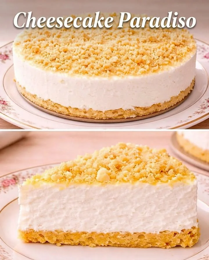 Delizioso cheesecake paradiso con una crosta dorata e crema ricca