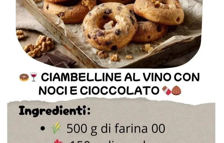 Ciambelline al vino con noci e cioccolato appena sfornate.