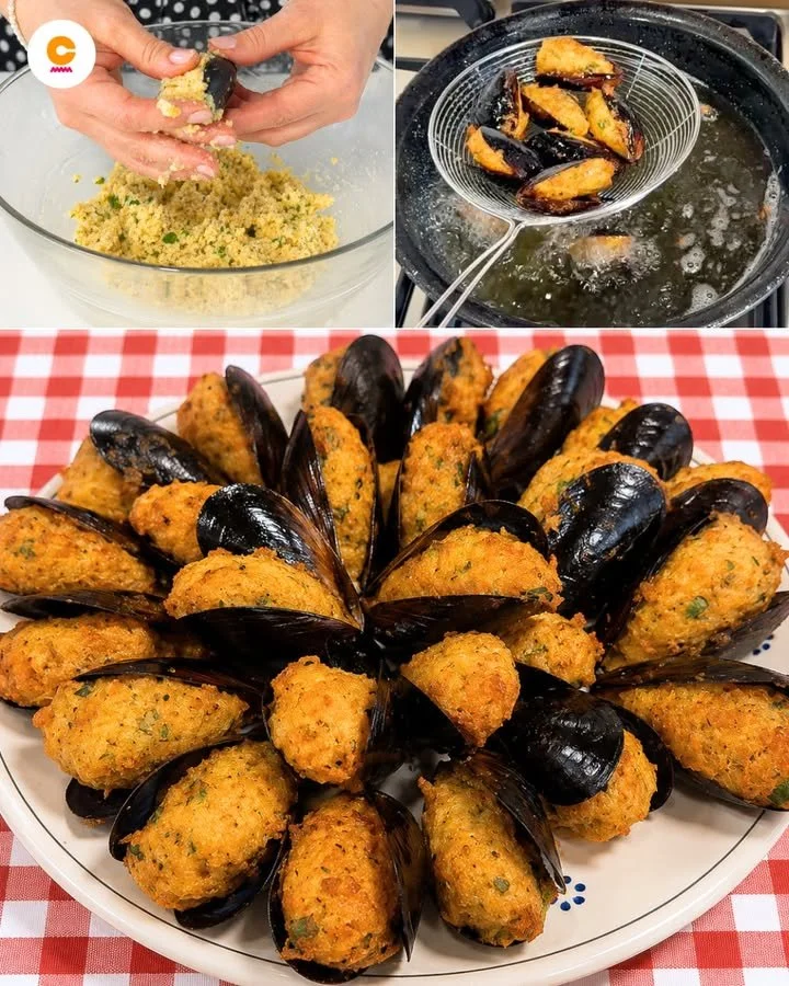 Cozze Ripiene alla Tarantina servite elegantemente in un piatto