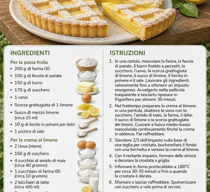 Crostata al limone con crema di limone e pasta frolla dorata