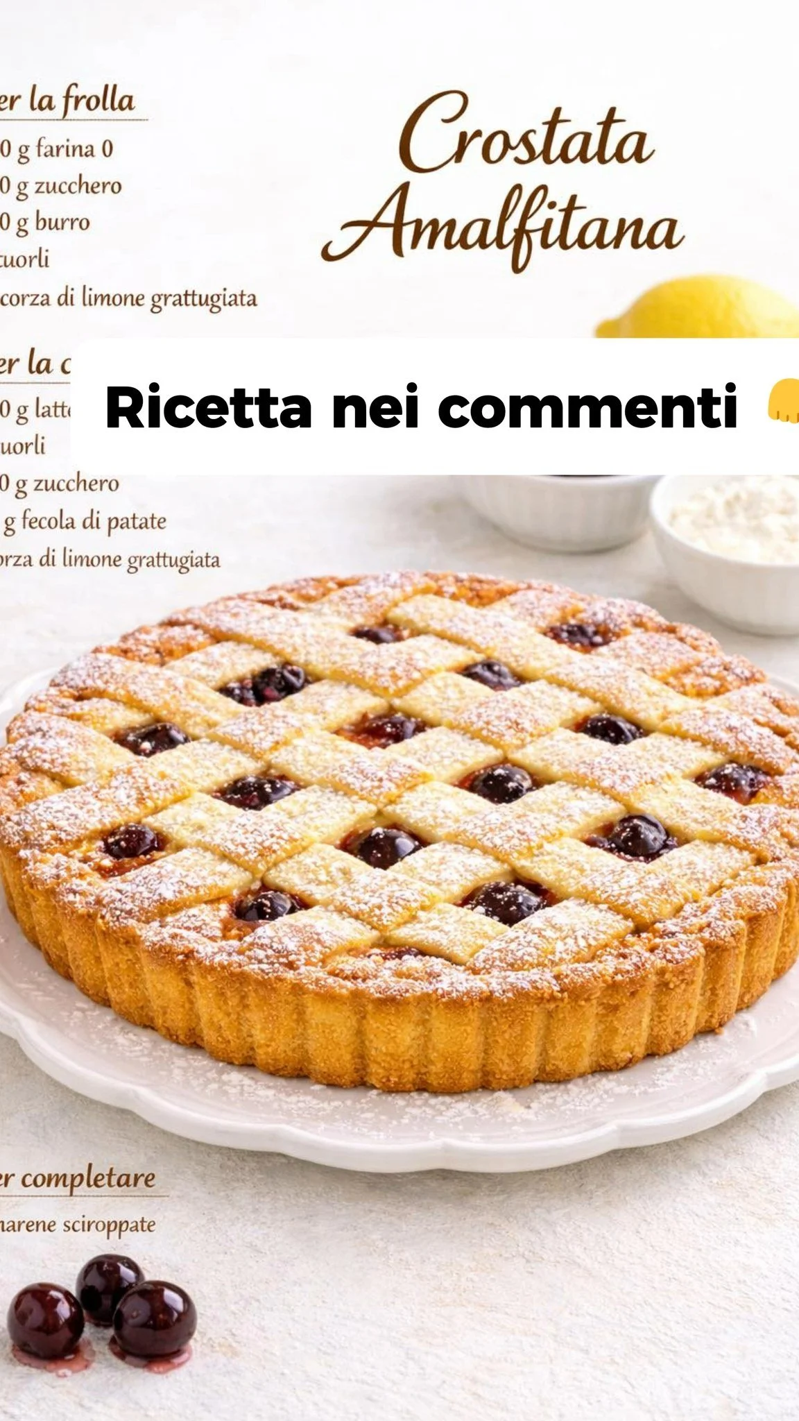 Crostata Amalfitana con frutta fresca e crema, dolce tipico della Costiera.