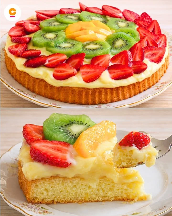 Crostata Cremosa con crema e frutta fresca decorativa