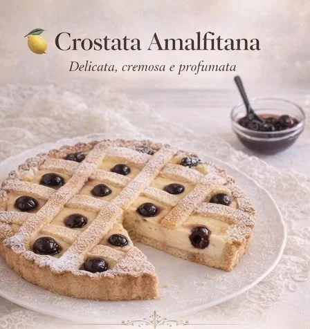 Crostata cremosa alle amarene con crema e frutti