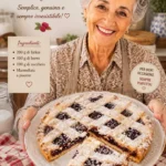 Fetta di Crostata di Nonna appena sfornata con marmellata e pasta frolla.