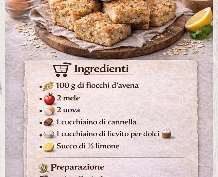Fiocchi d'avena e mele senza farina e zucchero, ricetta sana e gustosa.