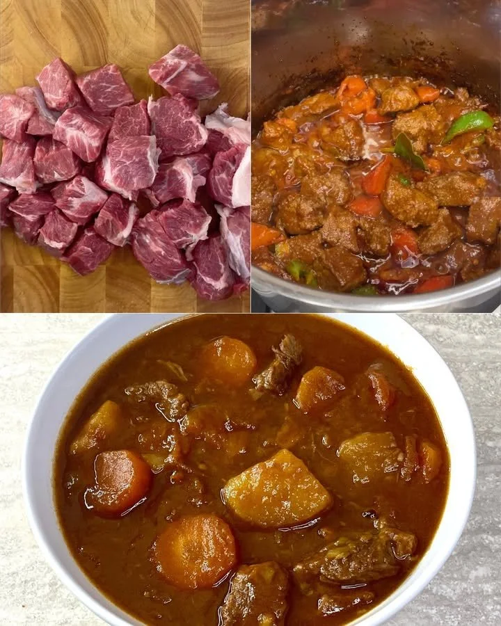 Piatto di Gulasch tradizionale servito con contorni