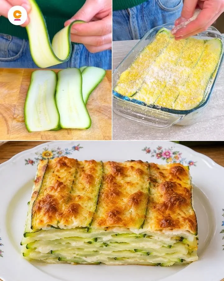 Millefoglie di Zucchine senza Besciamella servita su un piatto